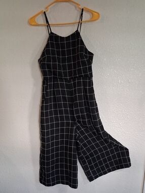 rebels Black Windowpane Strappy Jumpsuit